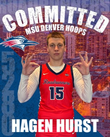 Hagen Hurst @Hurst_Hagan Young man in a basketball uniform with "Committed" text and team logo, posing confidently.