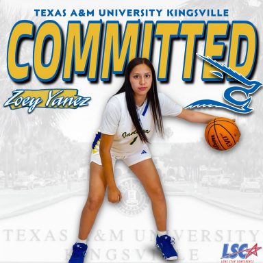 Zoey Yanez @HoopsZoey16 Female basketball player in a jersey, committed to Texas A&M University-Kingsville.